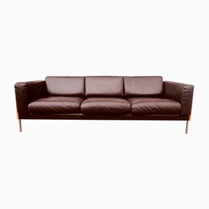 Dark Brown Leather & Ash Forum 3-Seater Sofa by Robin & Lucienne Day for Habitat, 2000s