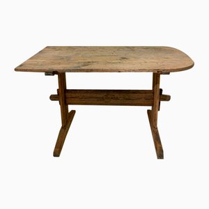 18th Century Swedish Country Pine Table with Curved End