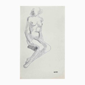 Jean Chapin, mujer desnuda, dibujo a lápiz y carboncillo, años 50