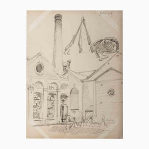 Charles Paul Renouard, La Cathédrale, Dessin au Crayon sur Papier, Début du 20ème Siècle