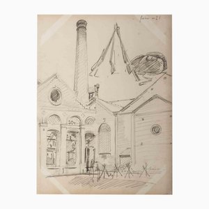 Charles Paul Renouard, The Cathedral, Drawing in Pencil on Paper, Early 20th Century