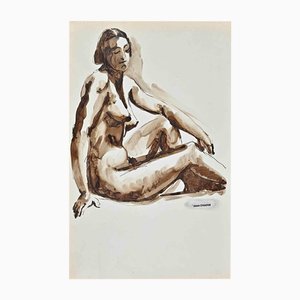 Jean Chapin, mujer desnuda, tinta y acuarela, años 50