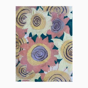 Claude Decamps, Sun Flower, Olio su tela, anni '70