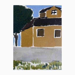 Claude Decamps, The Houses, óleo sobre lienzo, años 70