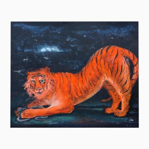 Giorgi Kukhalashvili, Tiger, 2022, Olio su tela