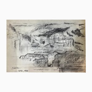 Francine Ledieu, Rodez, 1968, Charcoal on Paper