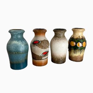 Vases Fat Lava Pottery Vintage attribués à Scheurich, Allemagne, 1970, Set de 4