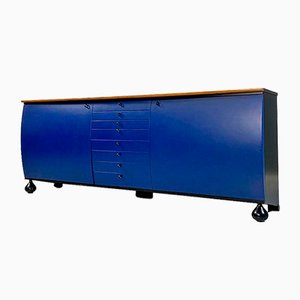 Modern Italian Blue Black Wood Sideboard attributed to Umberto Asnago for Giorgetti, 1982