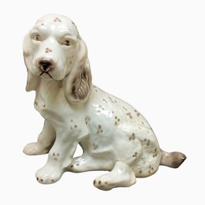 Escultura de perro de cerámica esmaltada y pintada a mano, Italia, años 50