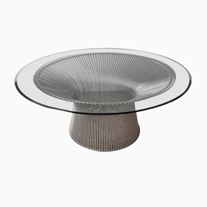Mid-Century Brutalist Modern Glass and Nickel Coffee Table, 1960s