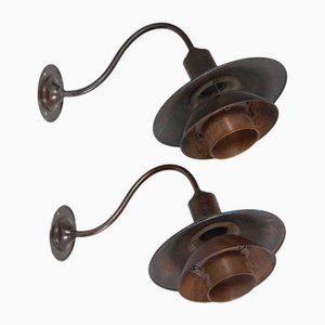 Ph 2-2 Wall Lamps in Burnished Brass by Poul Henningsen for Louis Poulsen, 1890s, Set of 2