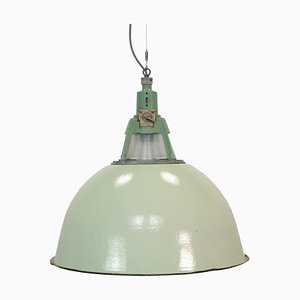 Große industrielle grüne Deckenlampe, 1960er