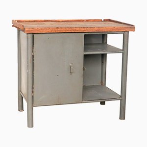 Vintage Industrial Desk with Wooden Top, 1960s