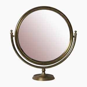 Specchio da tavolo rotondo Mid-Century in ottone