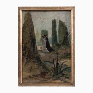 Silvestro Lega, Landschaft, 1860er, Öl auf Holz
