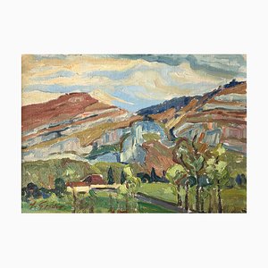 Henri Vincent Gillard, Les granges de Thônex, Oil on Canvas, Framed