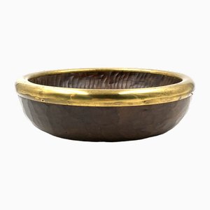 Wood and Brass Bowl, Italy, 1970s