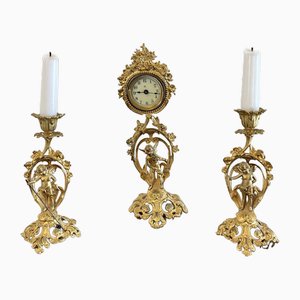 Orologi vittoriani decorati, metà XIX secolo, set di 3