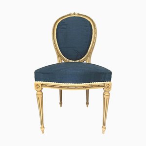 Chaise Médaillon Bleue Style Louis XVI, 1950s