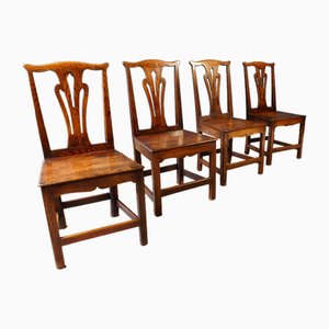 Georgian Oak Dining Chairs, Set of 4