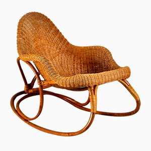 Art Nouveau Wicker Rocking Chair attributed to Victor Horta, Belgium, 1900s
