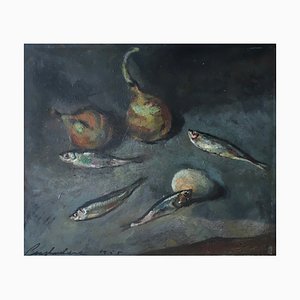 Constantin Terechkovitch, Nature Morte aux Sardines, 1955, Öl auf Karton