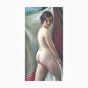 Giannino Marchig, Jeune femme nue de dos, Huile sur Toile, Encadrée