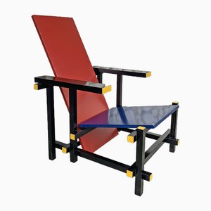 Vintage Red & Blue Armchair attributed to Gerrit Rietveld, 1970s