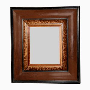Specchio Luigi XIII in noce e intarsio in legno chiaro