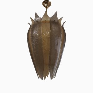 Lámpara colgante de cristal de Murano en dorado y ahumado, década de 2000