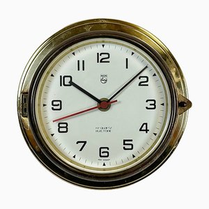 Vintage German Brass Ships Clock from Philips, 1970s