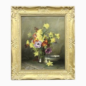 Blanche Eglene-Surieux, Bouquet of Flowers, 1920s, Oil on Canvas, Framed