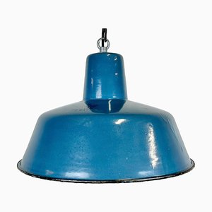 Lampe à Suspension Industrielle en Émail Bleu, 1960s