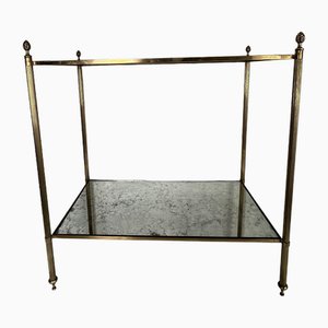 French Metal and Pine Side Table with Shelves
