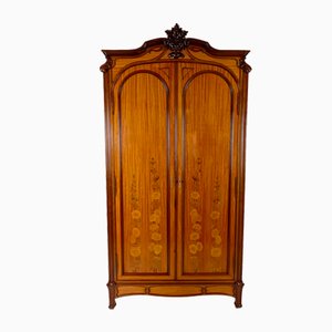 Art Nouveau Mahogany Inlaid Wardrobe, France, 1900s