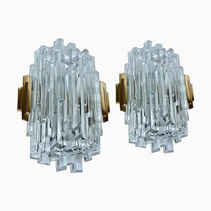 Glass and Bronze Sconces from Hillebrand, 1960s, Set of 2