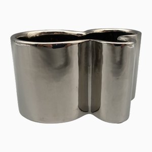 Vase aus Verchromter Keramik von Angelo Mangiarotti für Studio Superego Edition, Italien, 2000er