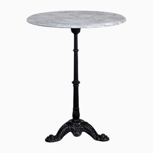 Bistro Table with White Marble Top & Iron Base, France, 1965