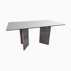 Dining Table in Granite and Glass, 1980s