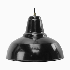 Vintage Dutch Industrial Black Enamel Hanging Lamp from Philips