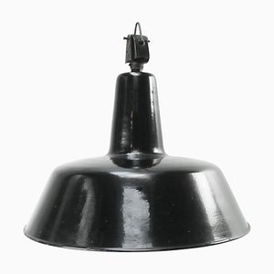 Lámpara colgante de fábrica industrial vintage esmaltada en negro de Philips