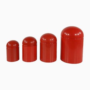 Red Domed Containers by Anna Castelli for Kartell, 1970s, Set of 4
