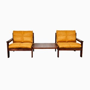 Suede Lounge Chairs & Coffee Table by Carl Straub, Germany, 1970s, Set of 3