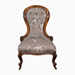 English Walnut Button Back Salon Chair, 1840s