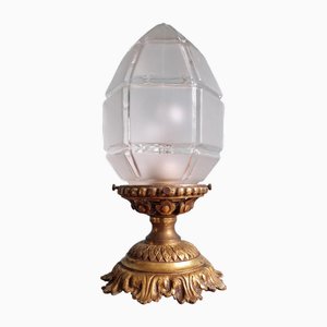 Art Deco Globe Deckenlampe aus Vergoldeter Bronze