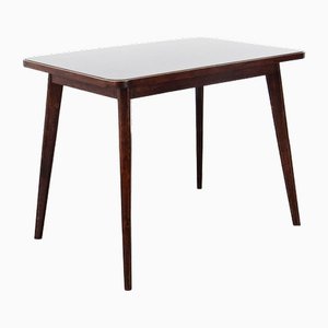 Tavolino in quercia e vetro colorato