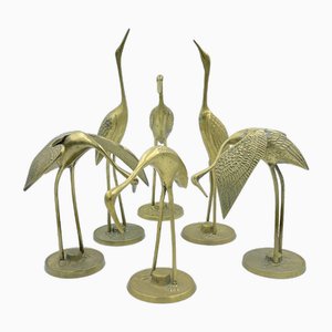 Brass Cranes, 1960s, Set of 6