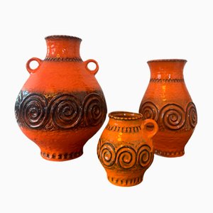 Vasi a rilievo di Jasba Keramik, Ransbach-Baumbach, Germania, anni '70, set di 3
