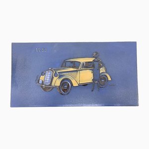 Opel Olympia Wandteller aus Keramik von Karlsruher Majolika, 1935