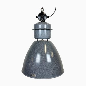 Large Grey Enamel Industrial Factory Lamp from Elektrosvit, 1960s